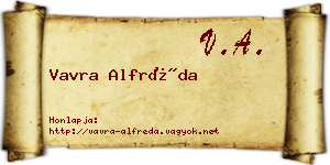 Vavra Alfréda névjegykártya